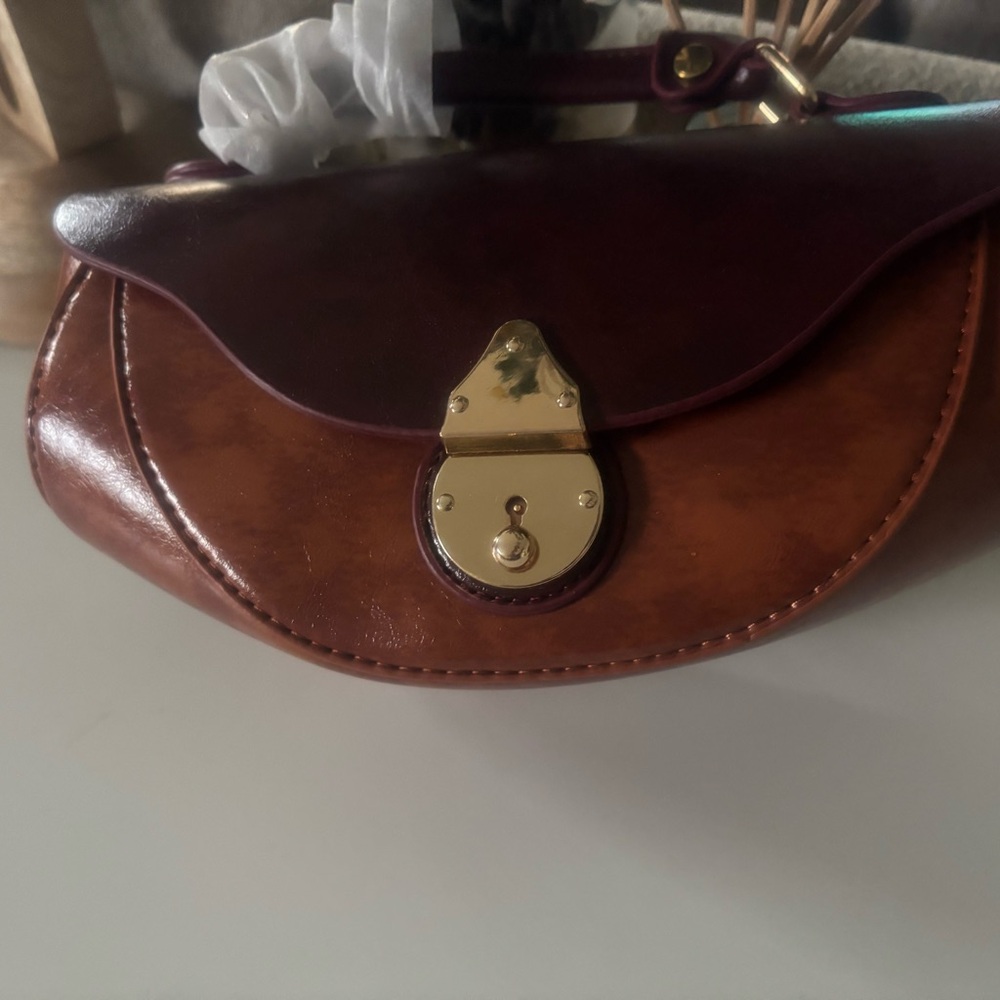 SHEIN Brown and Burgundy Crossbody Bag